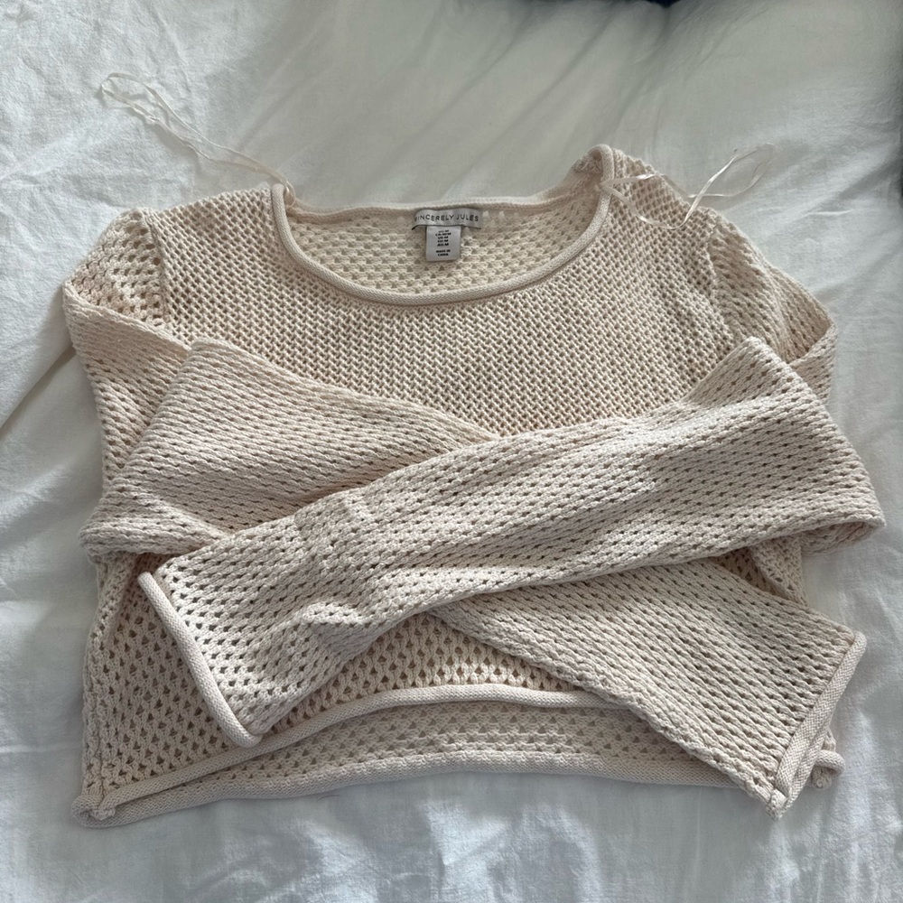 Cropped crochet sweater